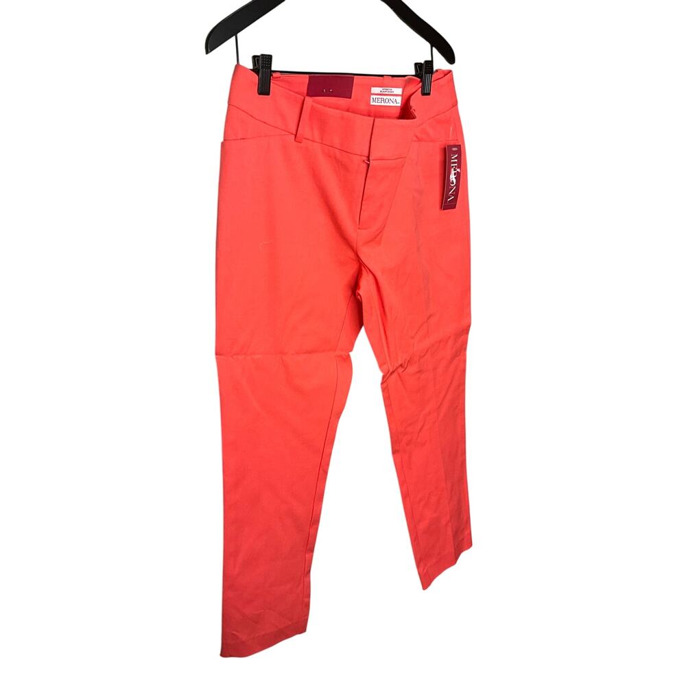 Merona Modern Ankle Pants Mid Rise Bi-Stretch Cotton Blend Peach Size 10 NWT